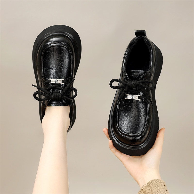 时尚潮流英伦风厚底乐福鞋女2026年交叉绑带圆头小皮鞋显脚小百搭,女鞋,乐福鞋（豆豆鞋）,淘宝优惠券,粉丝福利购,淘宝优惠卷