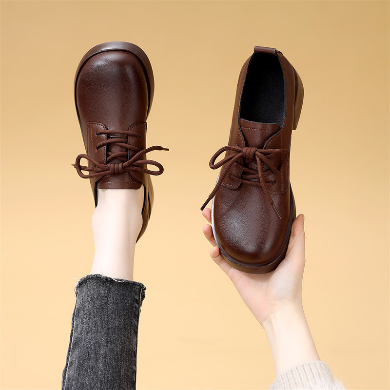 2026春秋季新款时尚百搭系带深口单鞋女软底复古圆头皮鞋大码4142,女鞋,深口单鞋,淘宝优惠券,粉丝福利购,淘宝优惠卷