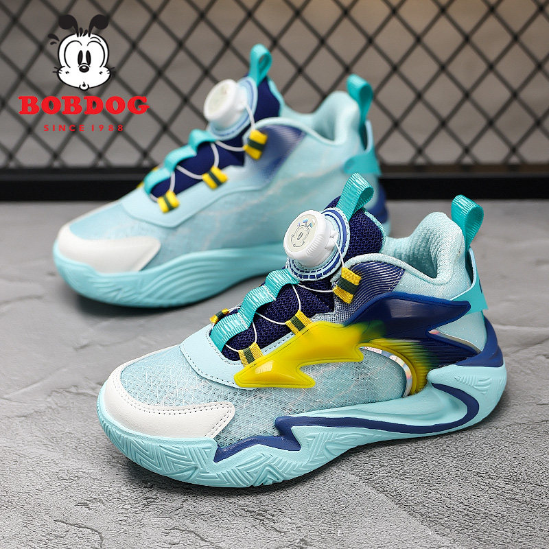 官方正品巴布豆男童运动鞋透气网面青少年减震篮球鞋男孩儿童鞋子