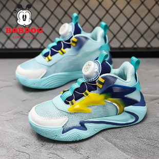 官方正品巴布豆男童运动鞋透气网面青少年减震篮球鞋男孩儿童鞋子