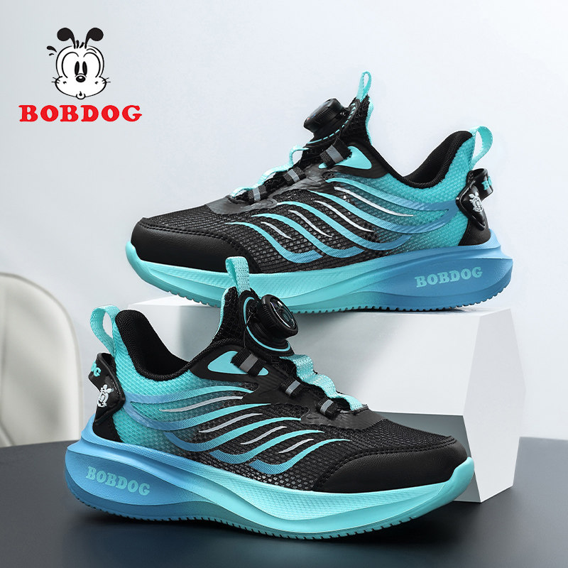 巴布豆童鞋男童运动鞋夏季薄款2025新款中大童网面透气儿童跑步鞋