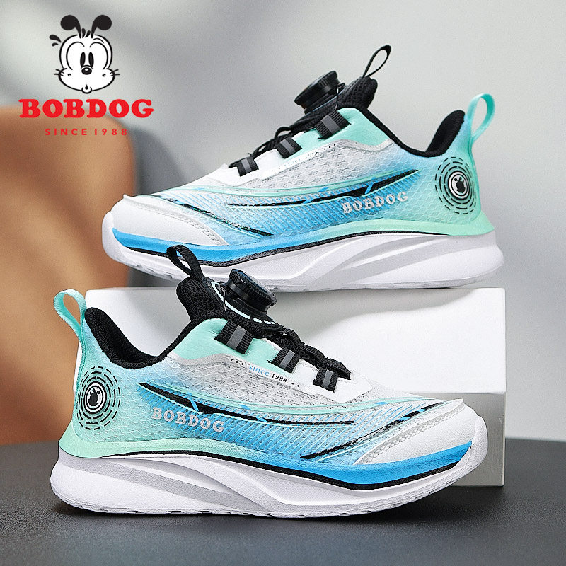 巴布豆童鞋男童运动鞋春秋季儿童鞋子旋转钮扣网面透气碳板跑步鞋