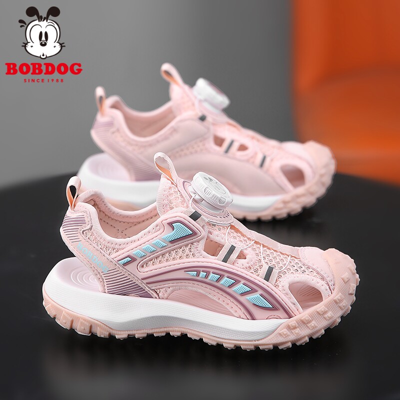 巴布豆童鞋女童运动凉鞋2026夏季新款大童包头软底防滑女孩沙滩鞋