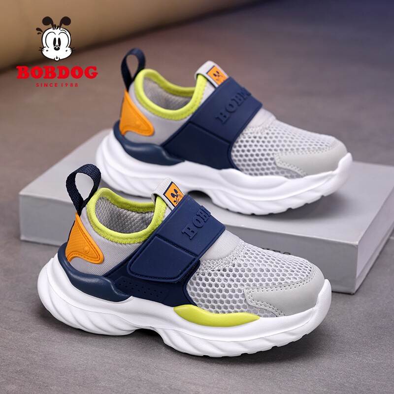 巴布豆男童鞋子一脚蹬夏季2026新款透气网面儿童运动鞋男孩单网鞋