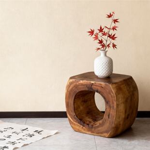饰 香樟木墩子凳子实木空心原生态树桩根雕茶几边桌民宿酒店摆件装
