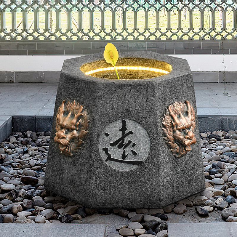 中式庭院水井古井景观装饰泉眼喷泉摆件风水轮招财聚财花园布置局