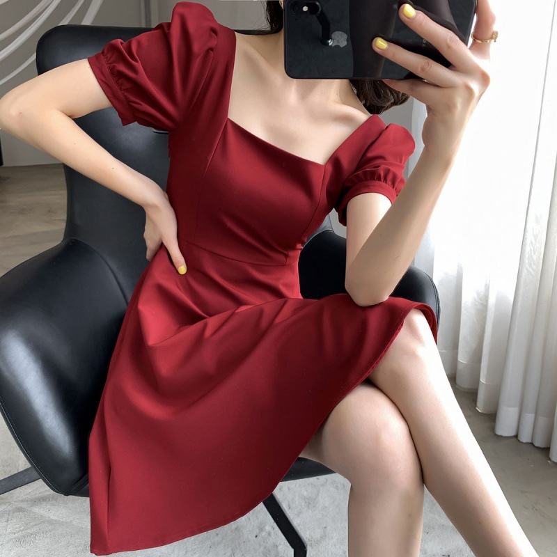 性感显瘦男用伪娘连衣裙短袖大码女装大佬衣服cd变装礼服小黑长裙