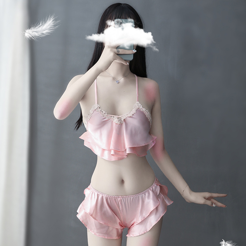 花边吊带伪娘女装大佬分体睡衣