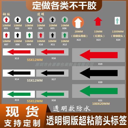 红色小箭头返工不良品记号标贴纸