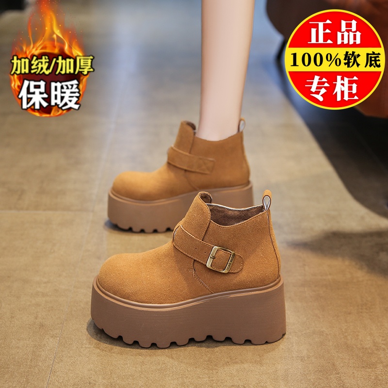 品牌真皮厚底马丁靴女2025新款冬季加绒保暖博肯棉鞋防滑雪地靴子