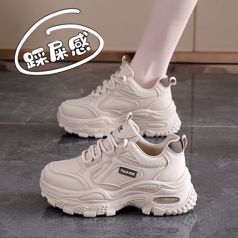品牌真皮厚底增高老爹鞋女2026春秋新款软底软皮不累脚休闲运动鞋