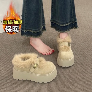 品牌清仓真皮雪地靴女冬2025新款厚底增高加绒勃肯鞋保暖毛毛棉鞋