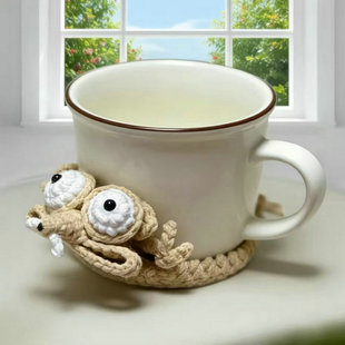 可爱松鼠杯垫手工编织diy钩针毛线材料包咖啡杯垫装饰品同款礼物