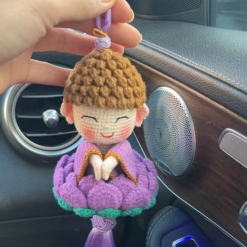 成品紫色佛陀毛线钩织材料包DIY手工编织车载挂件玩偶摆件送女友,服饰配件/皮带/帽子/围巾,DIY编织材料包,淘宝优惠券,粉丝福利购,淘宝优惠卷