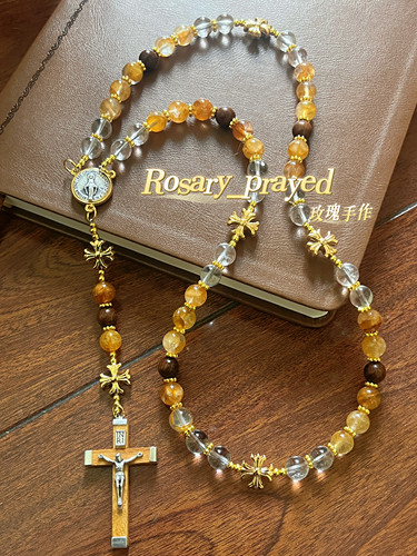 天然水晶玫瑰经念珠小众设计感爆款配饰