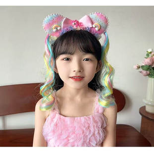 儿童卡通小马宝莉假发辫发箍公主皇冠头饰女童彩色渐变不伤发发饰