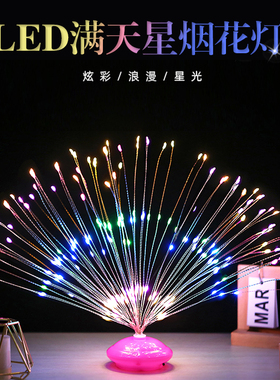 LED烟花灯满天星装饰氛围台灯小夜市地摆摊儿童发光玩具电子礼花