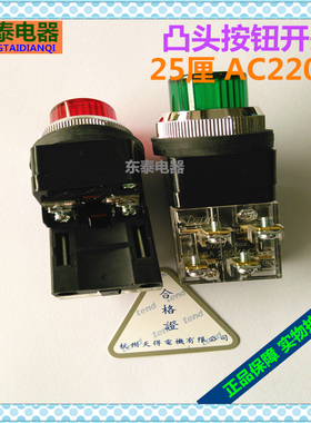 正品TEND天得25厘带灯按钮TIBN-252-R红色TIBN-252-G绿色凸头开关