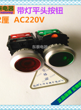 正品TEND天得带灯平头按钮TN21R2G-1A绿色1常开自复位开关22厘220