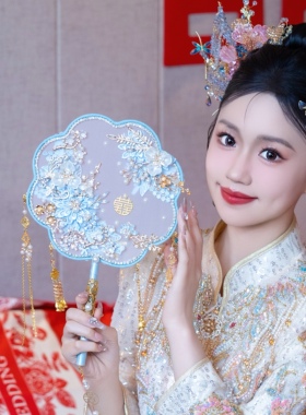 团扇新娘结婚diy材料包秀禾喜扇扇子婚扇中式婚礼高级感成品新婚