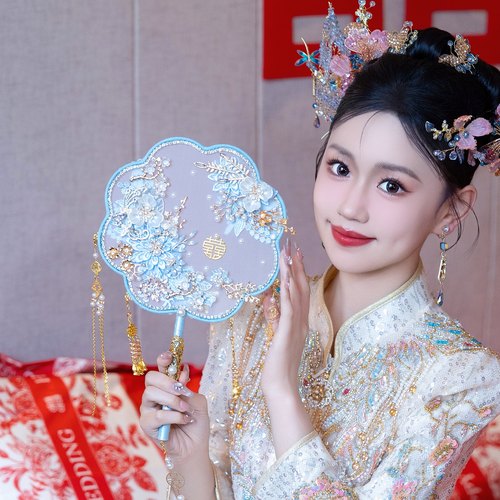 团扇新娘结婚diy材料包秀禾喜扇扇子婚扇中式婚礼高级感成品新婚