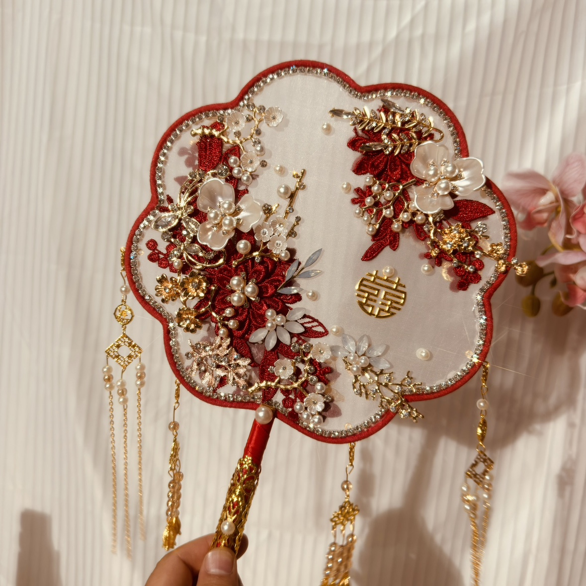 团扇新娘结婚diy材料秀禾喜扇婚礼扇子婚扇中式成品高级感新婚