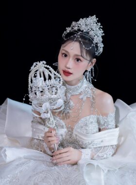 权杖手捧花成品婚礼diy材料水晶公主高级新娘重工新婚礼盒婚纱