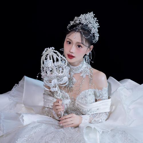 权杖手捧花成品婚礼diy材料水晶公主高级新娘重工新婚礼盒婚纱
