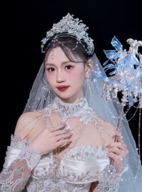 权杖新娘手捧花婚礼高级diy公主水晶结婚重工新婚婚纱成品材料