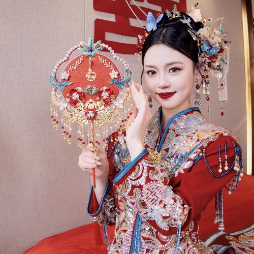 新娘喜扇团扇秀禾团扇喜扇扇子