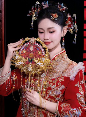 团扇新娘结婚diy材料秀禾婚礼高级喜扇婚扇出嫁扇子成品中式新婚