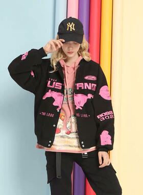 2024新款欧美嘻哈男女棉服潮牌马夹克机车男女棒球服夹棉短外套