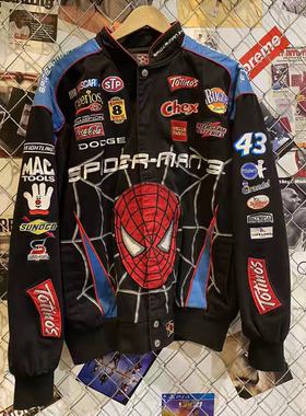 dudack欧美潮牌男女棒球服复古Design宽松外套蜘蛛侠Spider夹克
