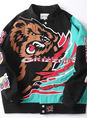 dudack杜戴克秋冬新款男女潮牌机车服宽松拼接夹克刺绣棒球服