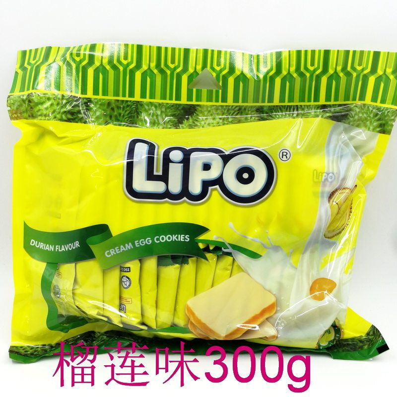 越南Lipo榴莲椰子味面包干300克利葡饼干休闲零食进口食品1袋包邮