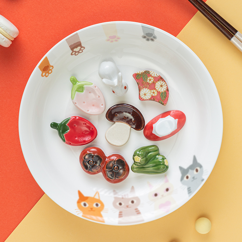 日本进口陶瓷可爱筷子架筷托