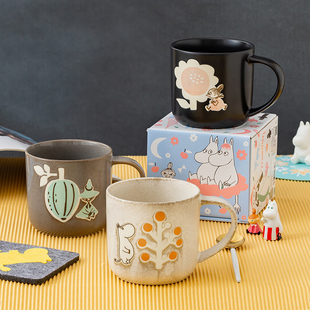 可爱水杯陶瓷马克杯小众设计感杯子复古家用釉下彩儿童喝水杯