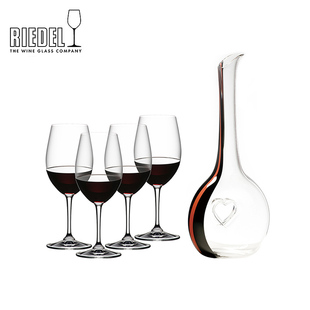 奥地利RIEDEL 进口高档轻奢礼物 祝福手工水晶醒酒器红酒杯4支套装