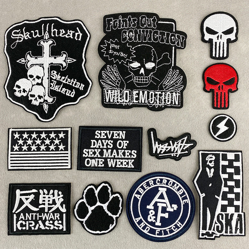 黑白色衣服贴补丁贴 刺绣贴修补破洞修复图案布贴羽绒服贴布补丁