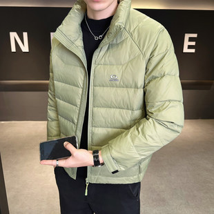 高级感男士轻薄羽绒服短款痞帅气冬季韩版潮牌保暖修身白鸭绒外套