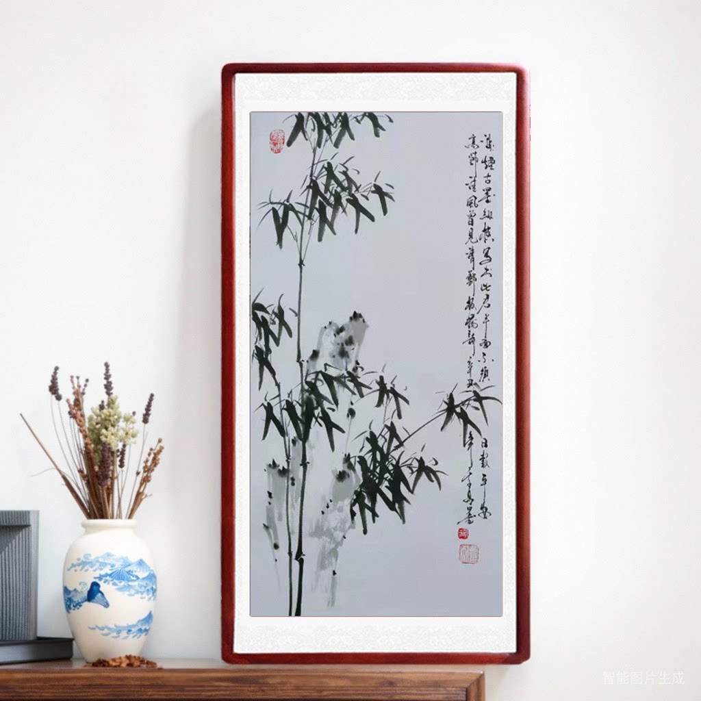 百燕堂竹报平安玄关装饰画