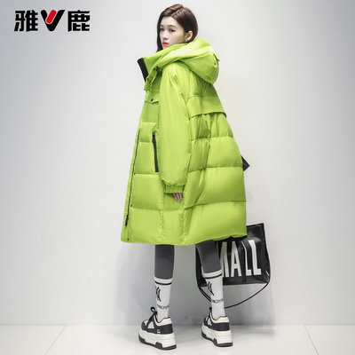 雅鹿中长款过膝羽绒服防寒保暖