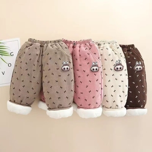 女童加绒裤 潮 子女宝宝加厚秋冬保暖外穿一条过冬三层夹棉儿童棉裤