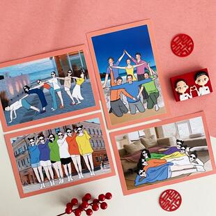 新郎伴郎团拍照姿势卡片创意伴娘整蛊搞笑结婚接亲堵门卡游戏沙雕