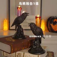 Halloween decorative LED crow candle light ornaments, Gothic style table lamp decorations, scene atmosphere setting props thumbnail 3