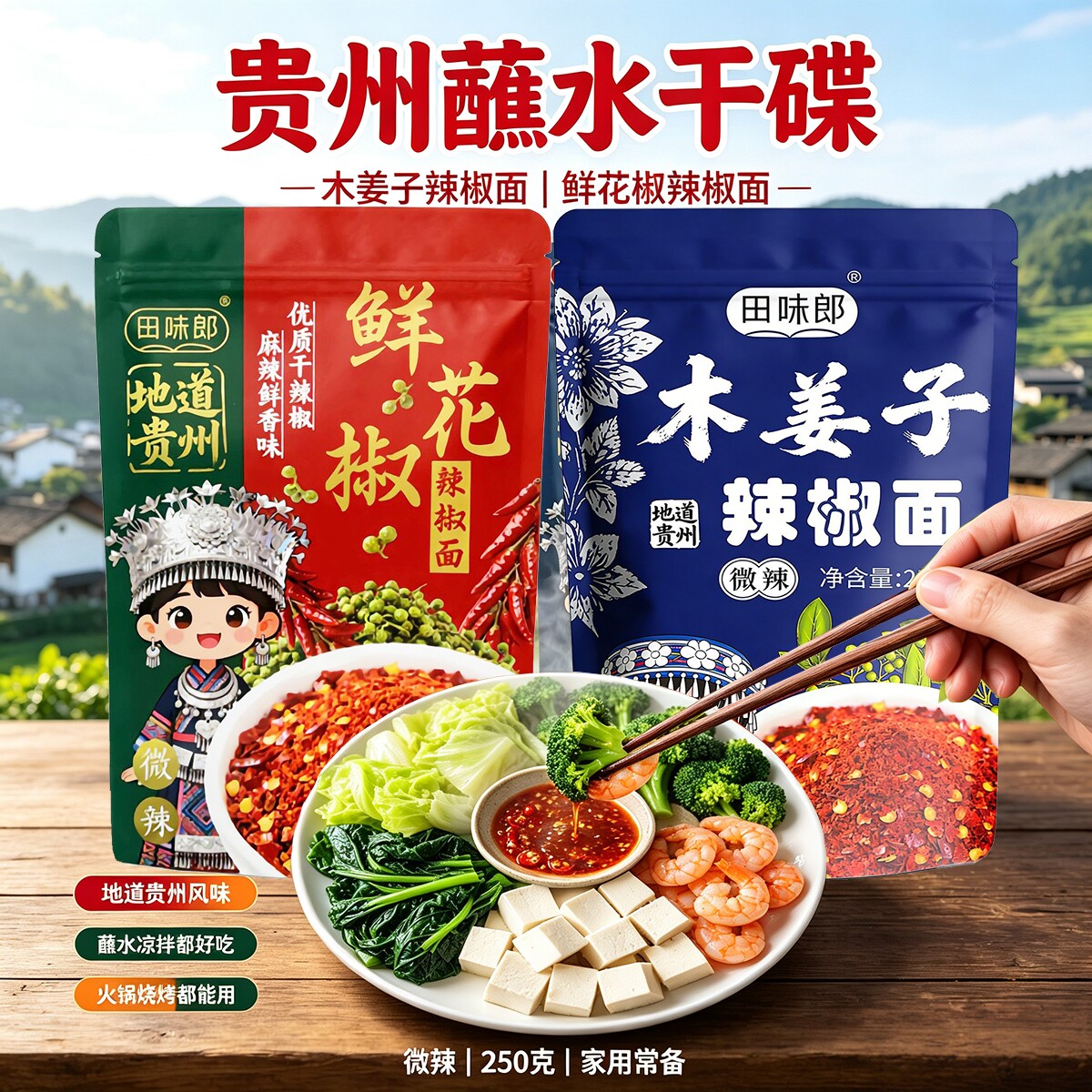 田味郎鲜花木姜子辣椒面蘸水