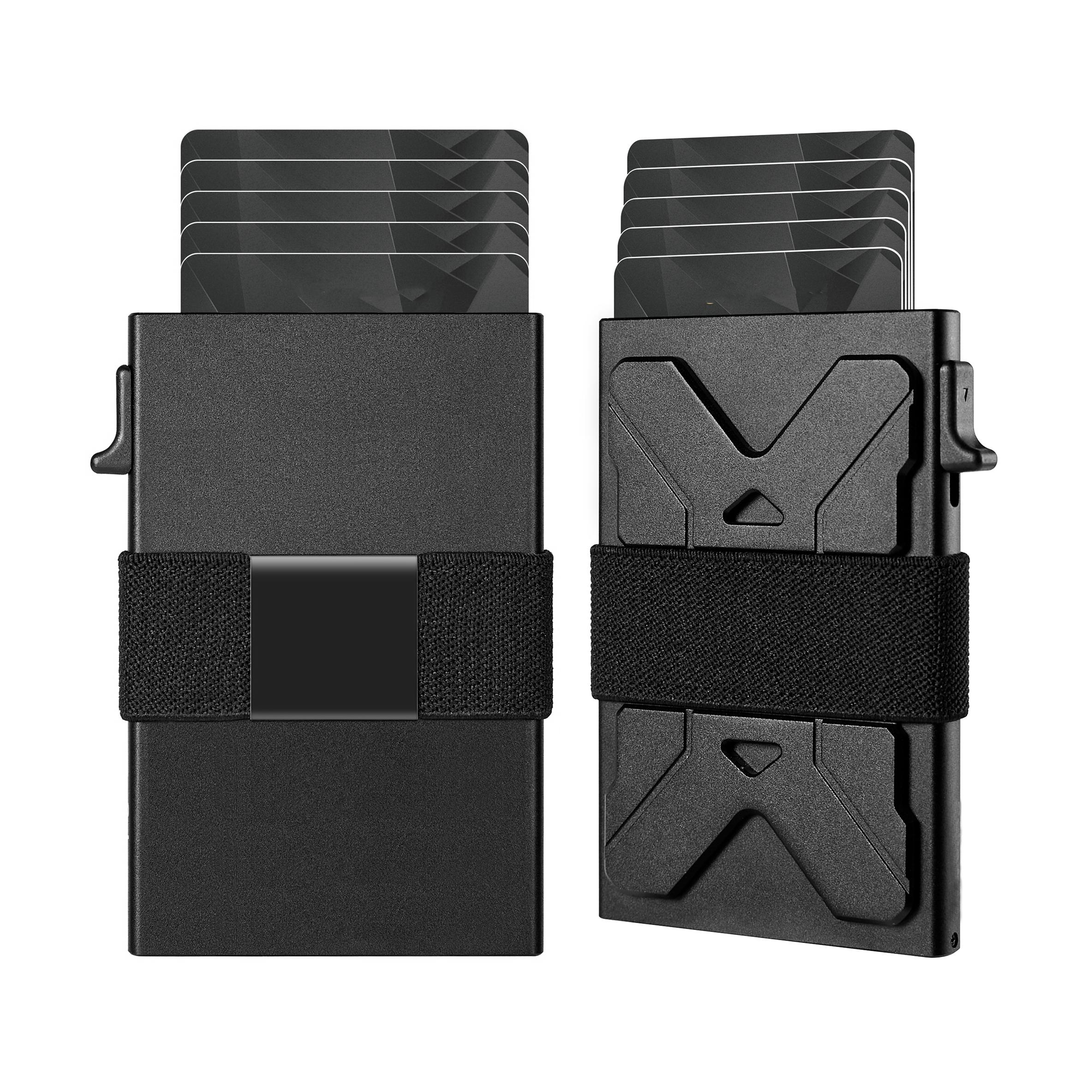 铝合金卡盒自动卡包松紧带钱夹