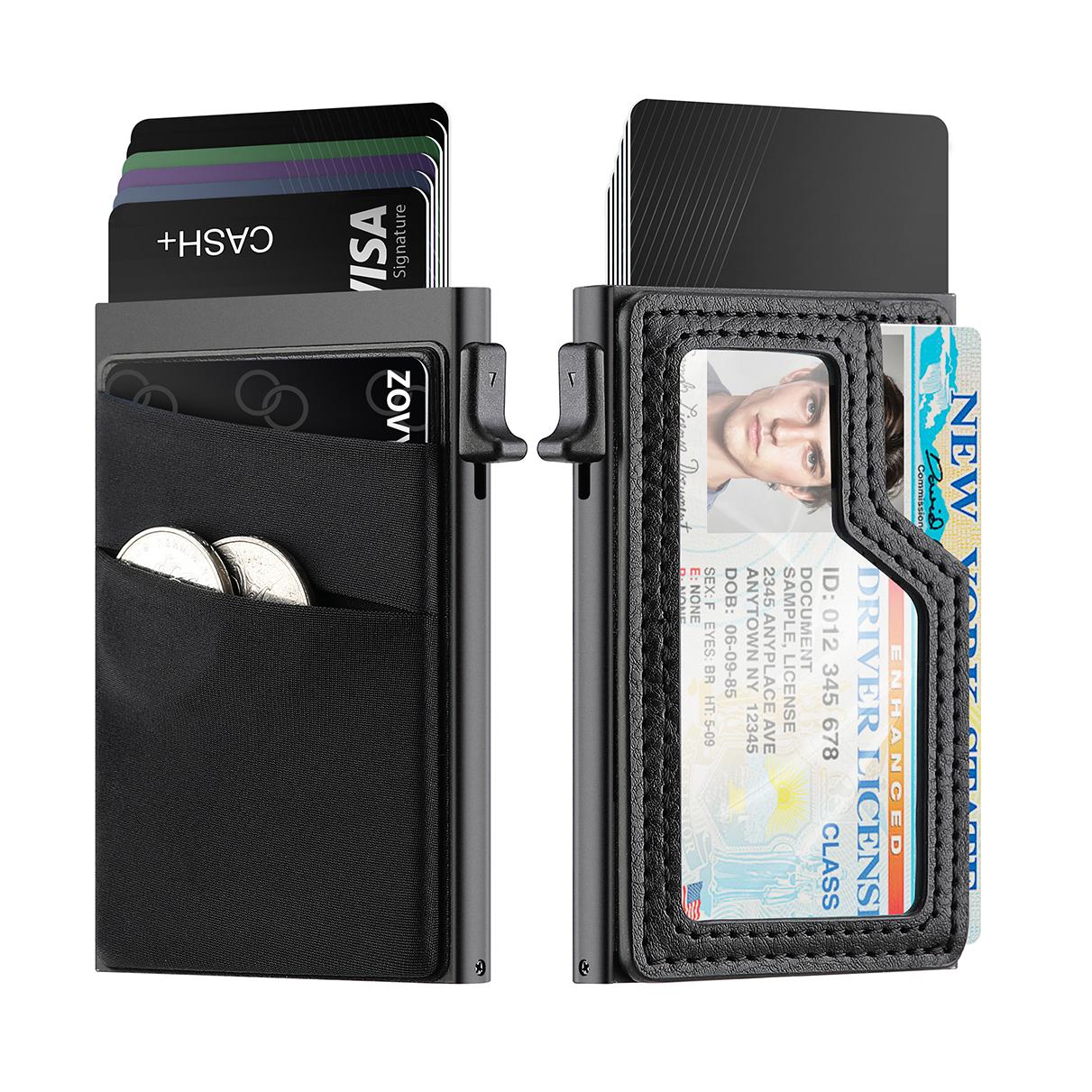 多卡位男士RFID防盗刷铝合金卡包女自动弹卡金属卡盒套证件卡套