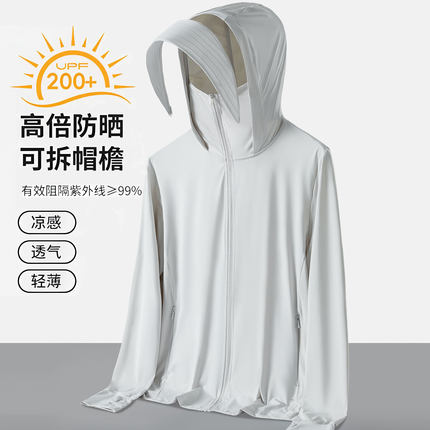 UPF200+专业级冰丝防晒衣女防紫外线男连帽防晒服大帽檐夏季外套