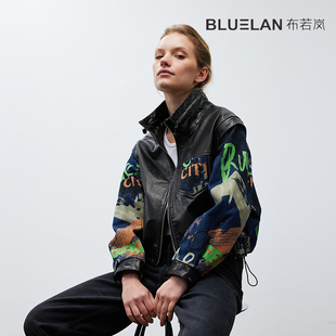 皮衣女款2026新款头层牛皮拼接夹克酷飒风高级感立领短款真皮外套